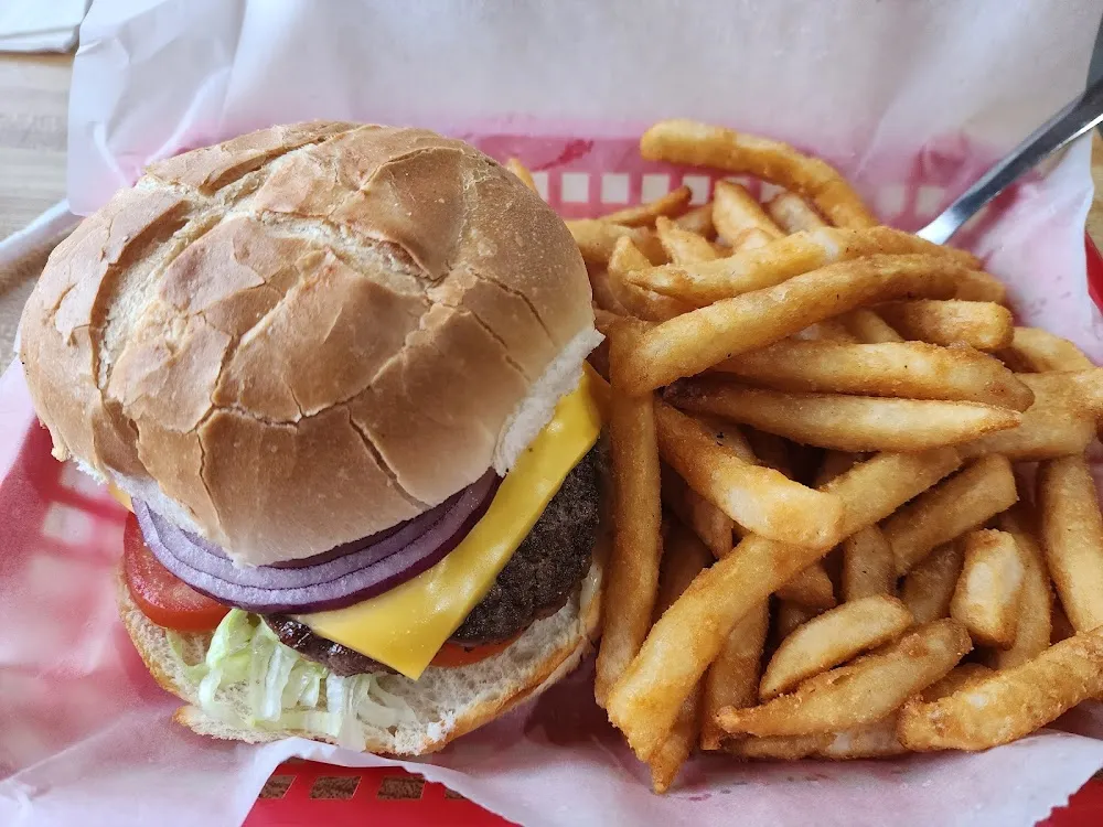 5 3 Ounce Angus Burger with Seasoned Fries